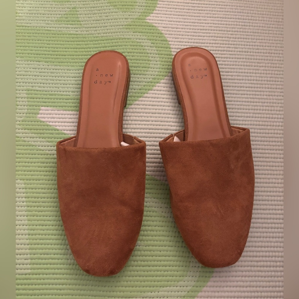 A New Day Tan Mules Slip-On Comfort
